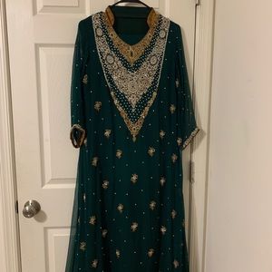 Pakistani/Indian Green and Copper Formal Dress